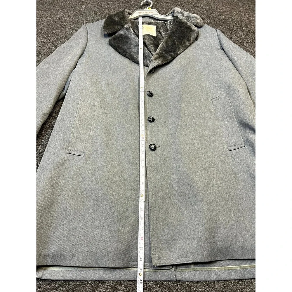 Vintage London Fog Long Overcoat Mens 48 Gray Faux Fur Lined Winter Outerwear